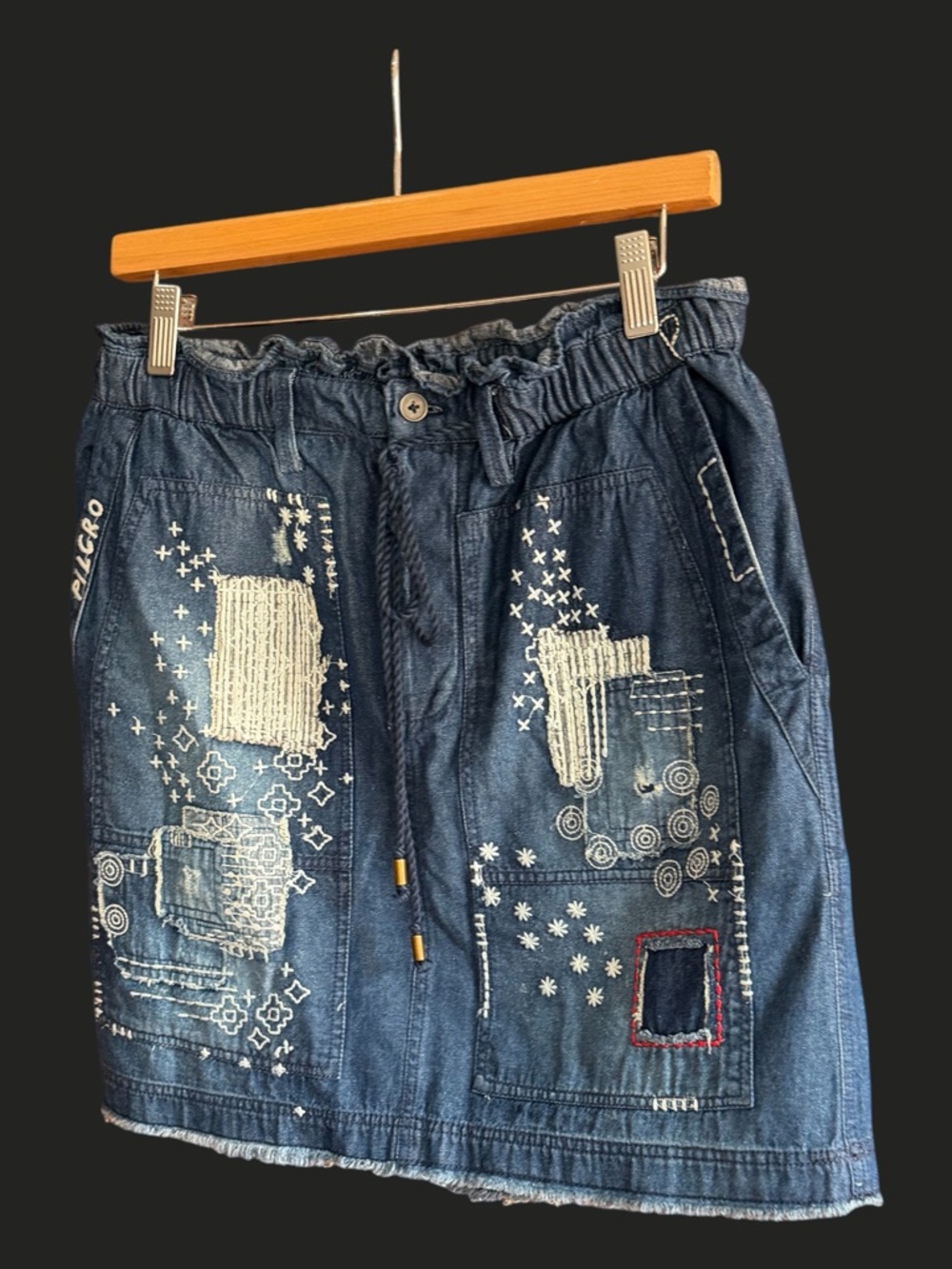 ANTHROPOLOGIE PILCRO Patchwork Denim Mini Skirt M - Picture 5 of 16